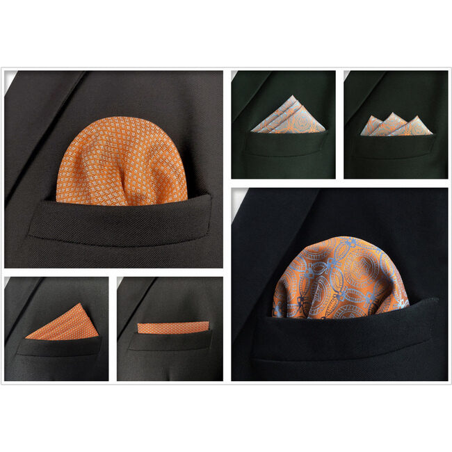 Shlax & Wing 5 Pieces Assorted Fashion Mens Pocket Square Classic Handkerchiefs Set 2-71