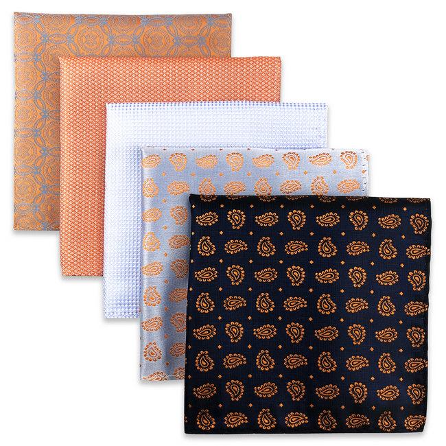 shlax & wing 5 Pieces Assorted Fashion Mens Pocket Square Classic Handkerchiefs Set 2-71