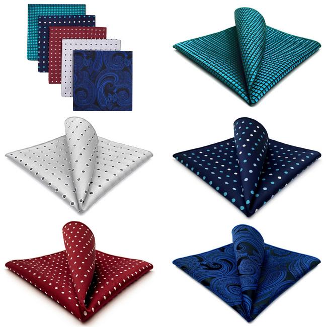 Shlax & Wing 5 Pieces Assorted Fashion Mens Pocket Square Classic Handkerchiefs Set 2-21