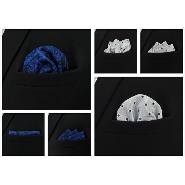 Shlax & Wing 5 Pieces Assorted Fashion Mens Pocket Square Classic Handkerchiefs Set 2-21