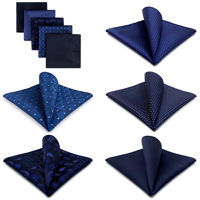 Shlax & Wing 5 Pieces Assorted Fashion Mens Pocket Square Classic Handkerchiefs Set 2-24