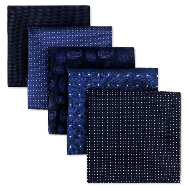 shlax & wing 5 Pieces Assorted Fashion Mens Pocket Square Classic Handkerchiefs Set 2-24