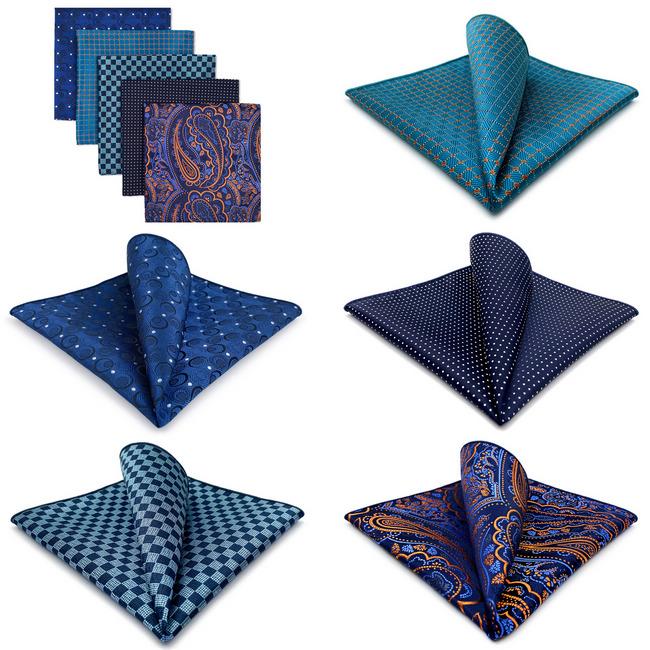 Shlax & Wing 5 Pieces Assorted Fashion Mens Pocket Square Classic Handkerchiefs Set 2-25