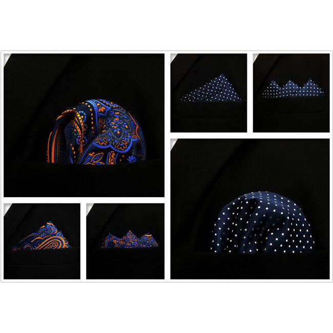 Shlax & Wing 5 Pieces Assorted Fashion Mens Pocket Square Classic Handkerchiefs Set 2-25