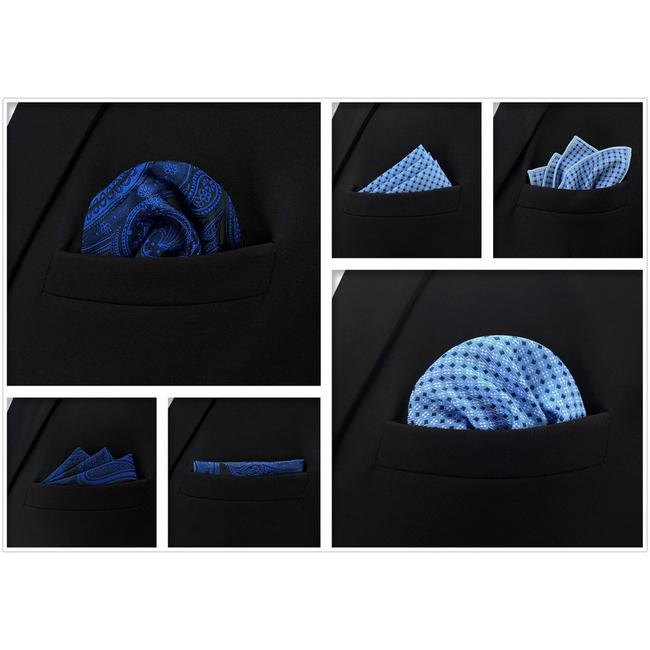 Shlax & Wing 5 Pieces Assorted Fashion Mens Pocket Square Classic Handkerchiefs Set 2-30