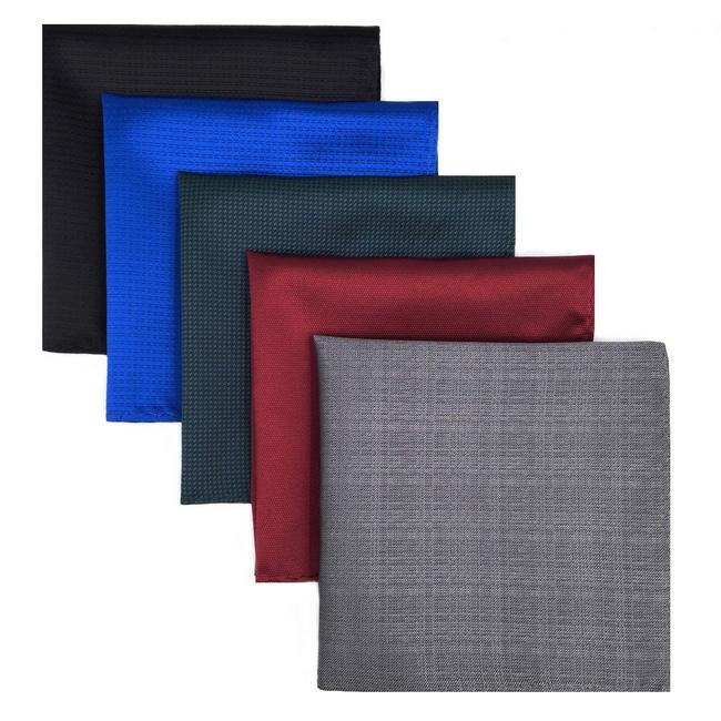 shlax & wing 5 Pieces Assorted Fashion Mens Pocket Square Classic Handkerchiefs Set 2-6