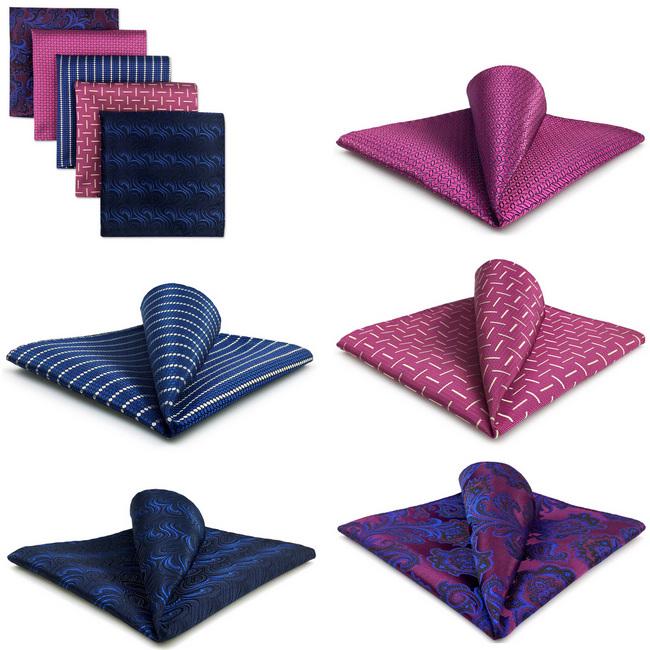 Shlax & Wing 5 Pieces Assorted Fashion Mens Pocket Square Classic Handkerchiefs Set 1-35