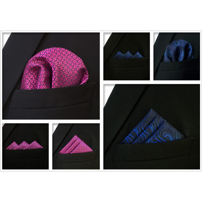 Shlax & Wing 5 Pieces Assorted Fashion Mens Pocket Square Classic Handkerchiefs Set 1-35