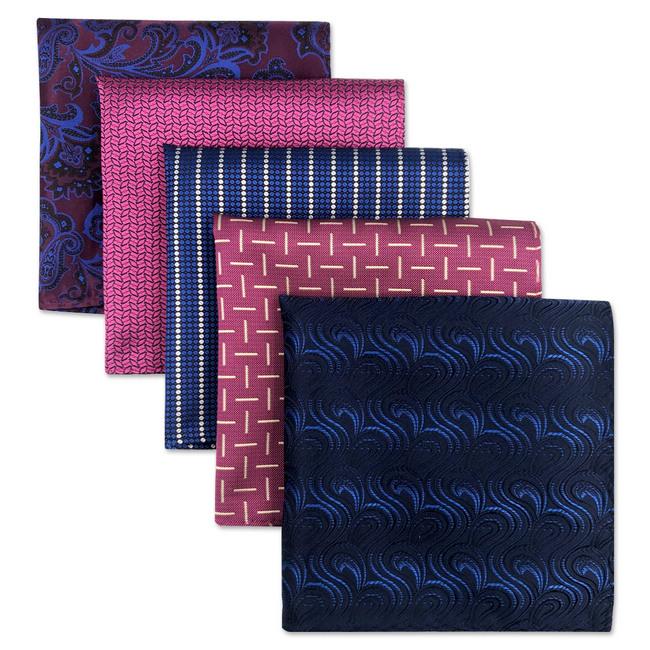 shlax & wing 5 Pieces Assorted Fashion Mens Pocket Square Classic Handkerchiefs Set 1-35