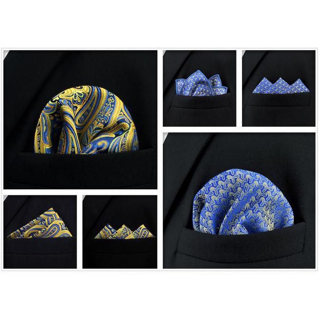 Shlax & Wing 5 Pieces Assorted Fashion Mens Pocket Square Classic Handkerchiefs Set 1-73