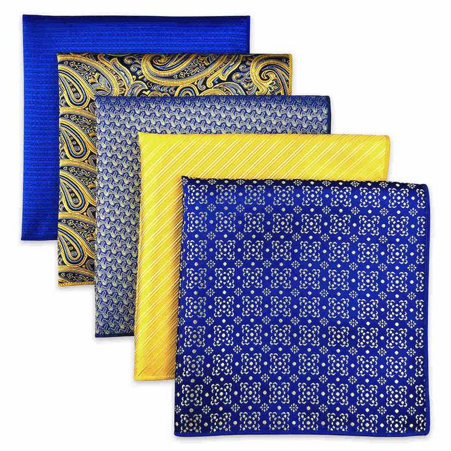 shlax & wing 5 Pieces Assorted Fashion Mens Pocket Square Classic Handkerchiefs Set 1-73
