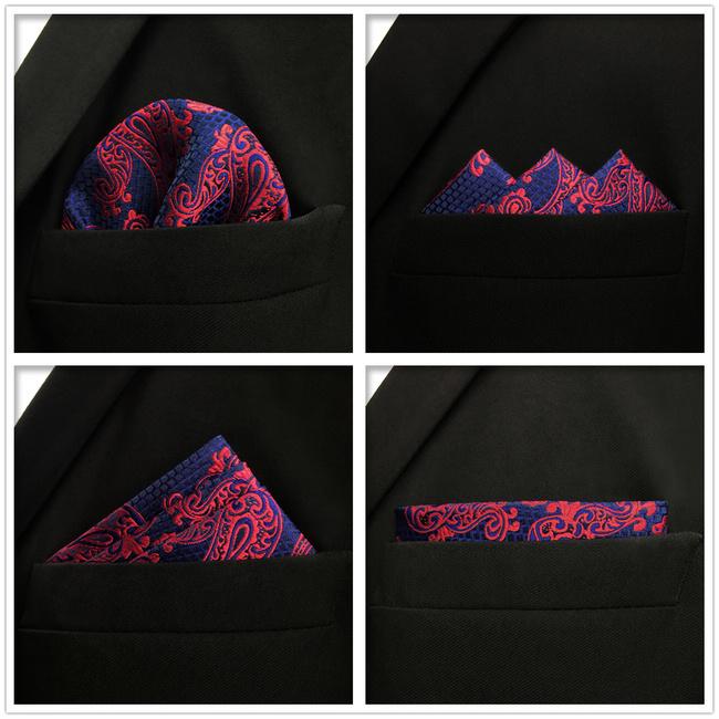Shlax & Wing 5 Pieces Assorted Fashion Red Mens Pocket Square Classic Handkerchiefs Set 1-21