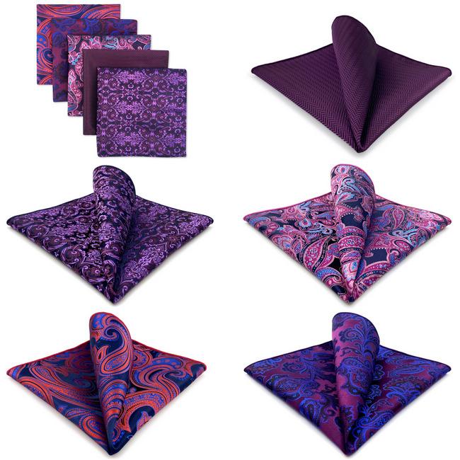 Shlax & Wing 5 Pieces Assorted Mens Pocket Square Fashion Classic Handkerchiefs Set 12
