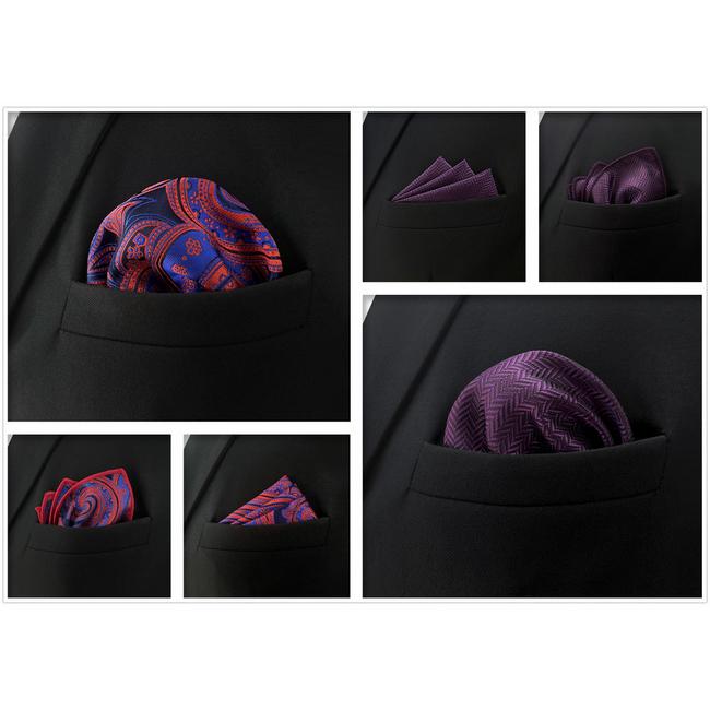 Shlax & Wing 5 Pieces Assorted Mens Pocket Square Fashion Classic Handkerchiefs Set 12