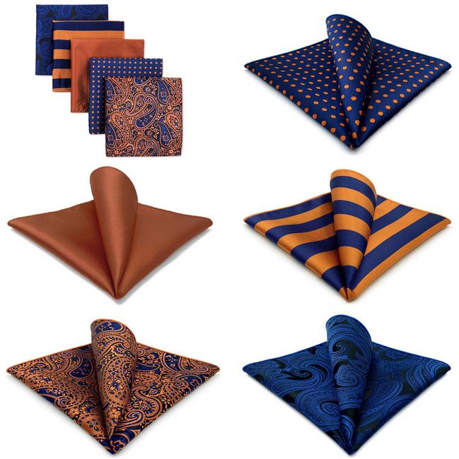 Shlax & Wing 5 Pieces Assorted Mens Pocket Square Fashion Classic Handkerchiefs Set 1-14