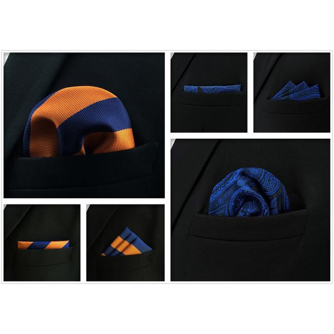 Shlax & Wing 5 Pieces Assorted Mens Pocket Square Fashion Classic Handkerchiefs Set 1-14