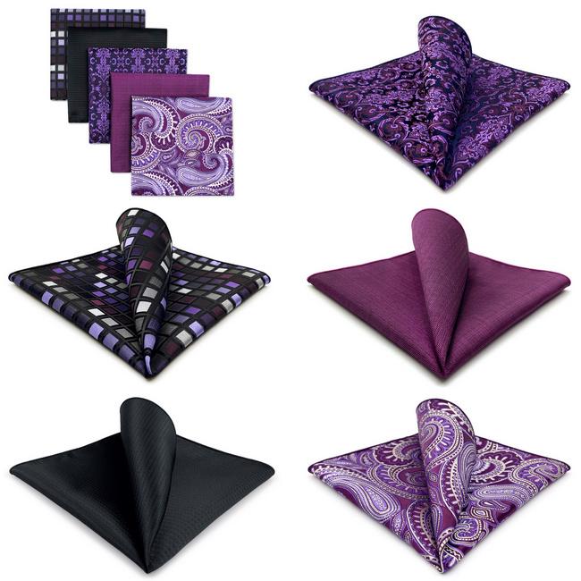 Shlax & Wing 5 Pieces Assorted Mens Pocket Square Fashion Classic Handkerchiefs Set 1-39