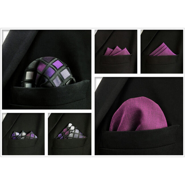 Shlax & Wing 5 Pieces Assorted Mens Pocket Square Fashion Classic Handkerchiefs Set 1-39