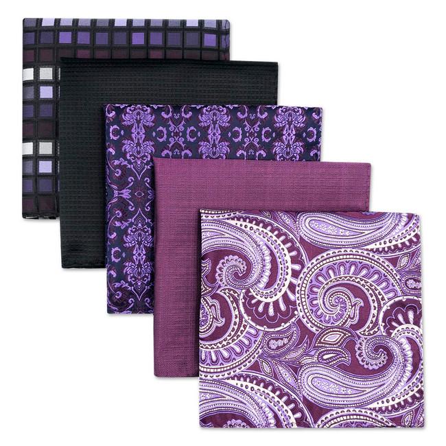 shlax & wing 5 Pieces Assorted Mens Pocket Square Fashion Classic Handkerchiefs Set 1-39