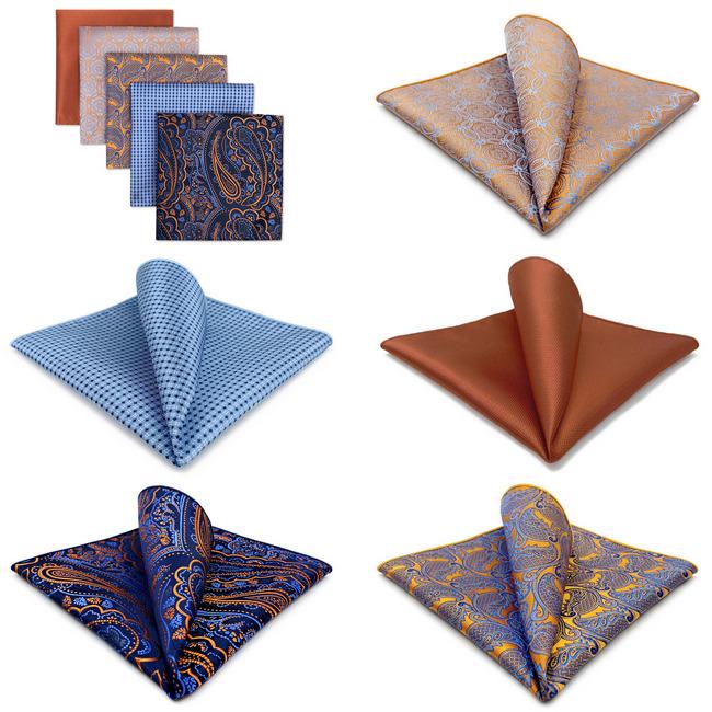 Shlax & Wing 5 Pieces Assorted Mens Pocket Square Fashion Classic Handkerchiefs Set 1-40