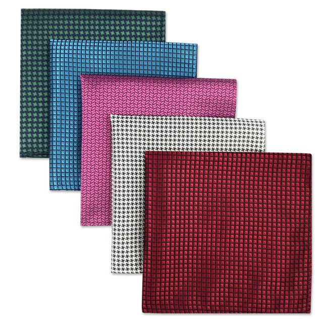 shlax & wing 5 Pieces Assorted Mens Pocket Square Fashion Classic Handkerchiefs Set 1-41