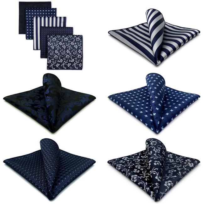 Shlax & Wing 5 Pieces Assorted Mens Pocket Square Fashion Classic Handkerchiefs Set 1-44