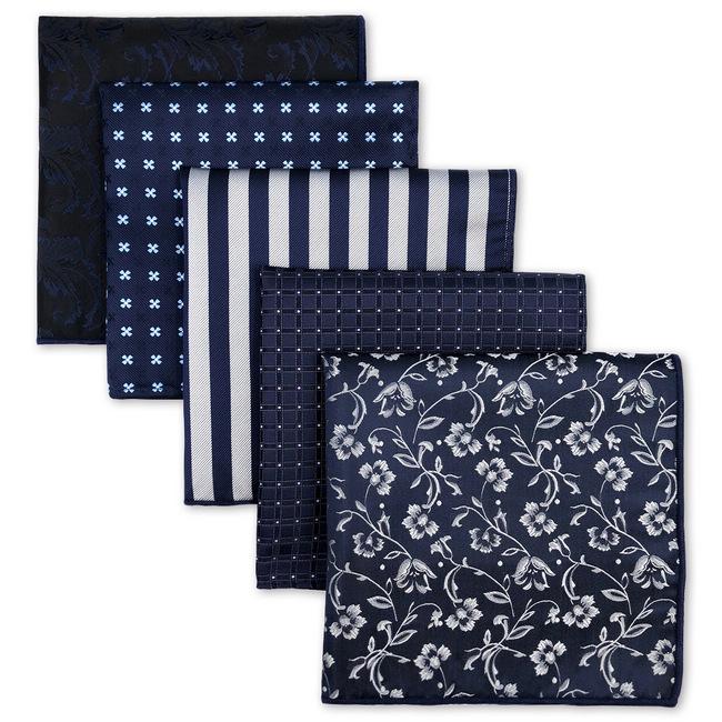 shlax & wing 5 Pieces Assorted Mens Pocket Square Fashion Classic Handkerchiefs Set 1-44