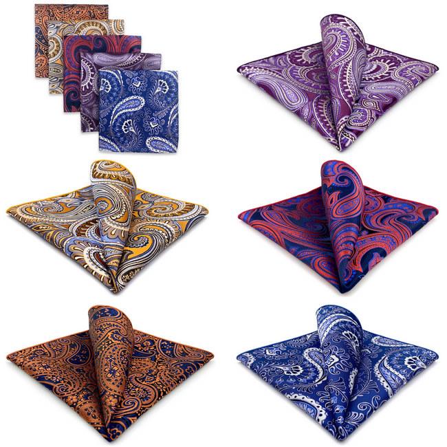 Shlax & Wing 5 Pieces Assorted Mens Pocket Square Fashion Classic Handkerchiefs Set 2-62