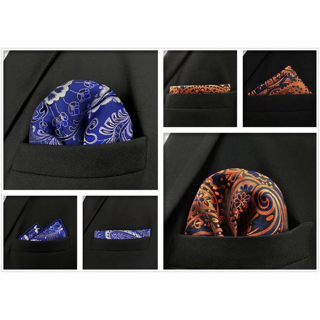 Shlax & Wing 5 Pieces Assorted Mens Pocket Square Fashion Classic Handkerchiefs Set 2-62