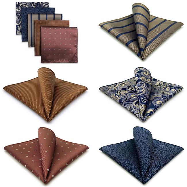 Shlax & Wing 5 Pieces Assorted Mens Pocket Square Fashion Classic Handkerchiefs Set 1-53