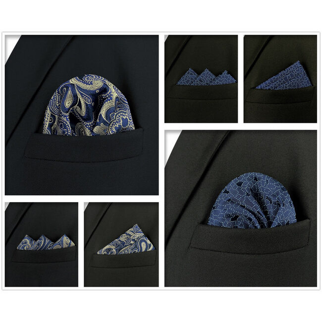 Shlax & Wing 5 Pieces Assorted Mens Pocket Square Fashion Classic Handkerchiefs Set 1-53