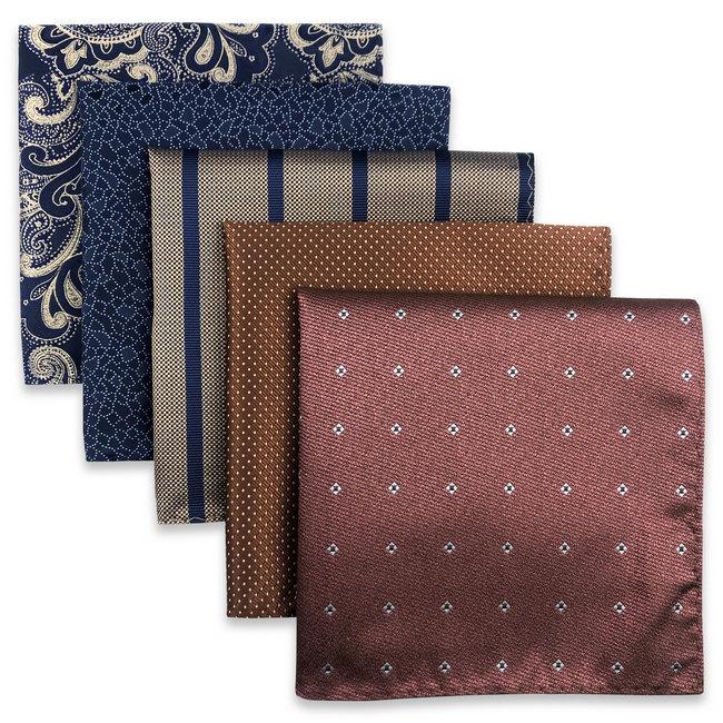 shlax & wing 5 Pieces Assorted Mens Pocket Square Fashion Classic Handkerchiefs Set 1-53