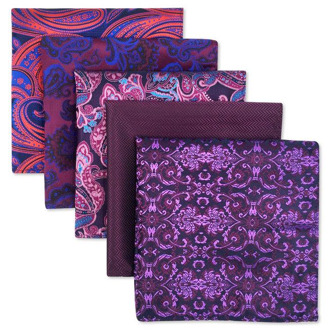 shlax & wing 5 Pieces Assorted Mens Pocket Square Fashion Classic Handkerchiefs Set 12