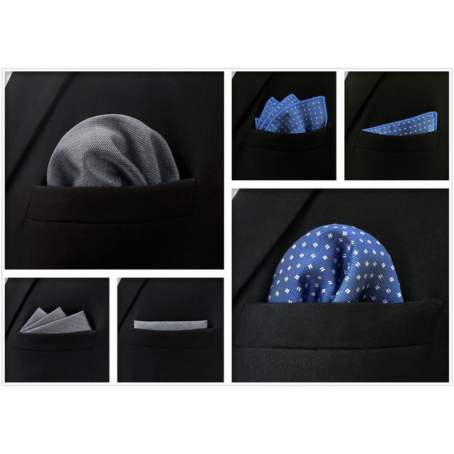 Shlax & Wing 5 Pieces Assorted Mens Pocket Square Fashion Gift Classic Handkerchiefs Set 1-37
