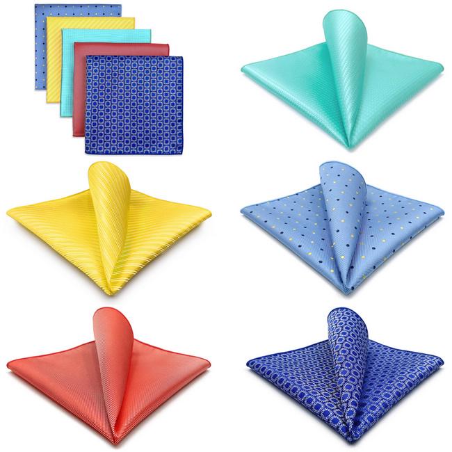 Shlax & Wing 5 Pieces Assorted Mens Pocket Square Fashion Gift Classic Handkerchiefs Set 2-104