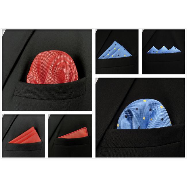 Shlax & Wing 5 Pieces Assorted Mens Pocket Square Fashion Gift Classic Handkerchiefs Set 2-104