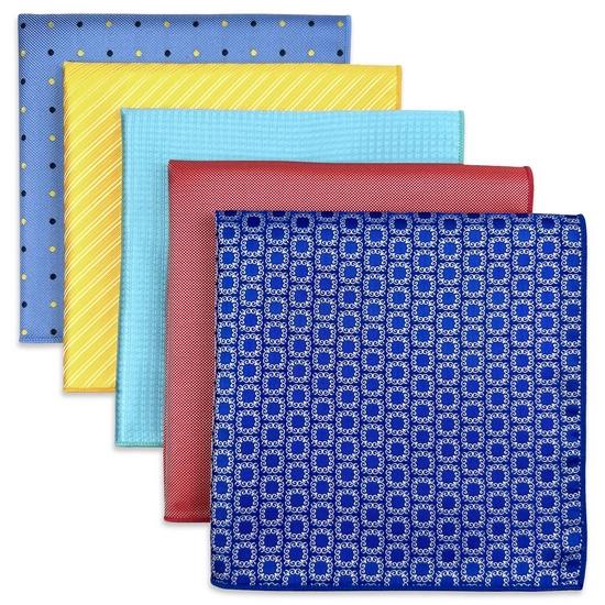 shlax & wing 5 Pieces Assorted Mens Pocket Square Fashion Gift Classic Handkerchiefs Set 2-104