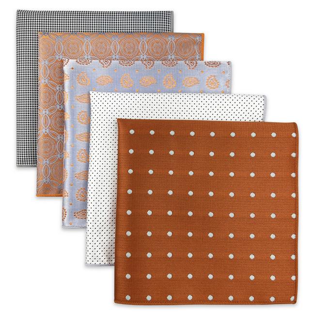 shlax & wing 5 Pieces Assorted Mens Pocket Square Fashion Gift Classic Handkerchiefs Set 2-83