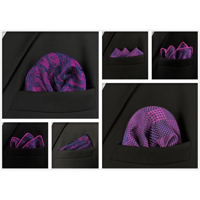 Shlax & Wing 5 Pieces Assorted Mens Pocket Square Fashion Gift Classic Handkerchiefs Set 2-89