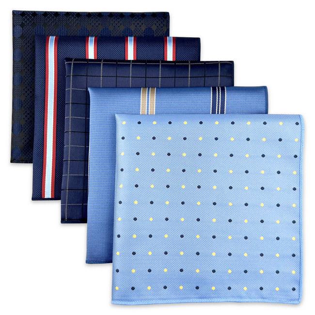 shlax & wing 5 Pieces Assorted Mens Pocket Square Fashion Gift Classic Handkerchiefs Set 2-90