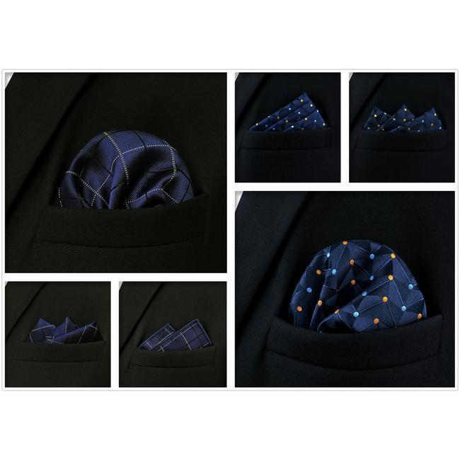 Shlax & Wing 5 Pieces Assorted Mens Pocket Square Fashion Gift Classic Handkerchiefs Set 2-92