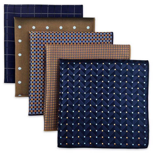 shlax & wing 5 Pieces Assorted Mens Pocket Square Fashion Gift Classic Handkerchiefs Set 2-92