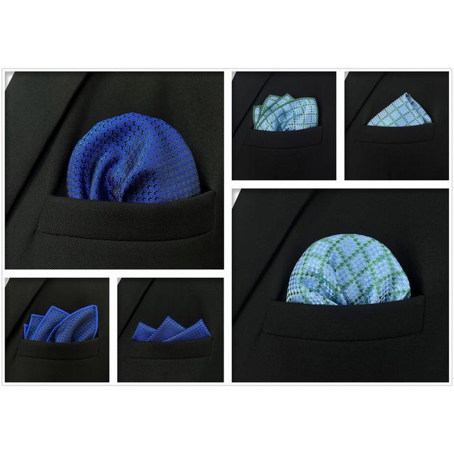 Shlax & Wing 5 Pieces Assorted Mens Pocket Square Fashion Gift Classic Handkerchiefs Set 2-95