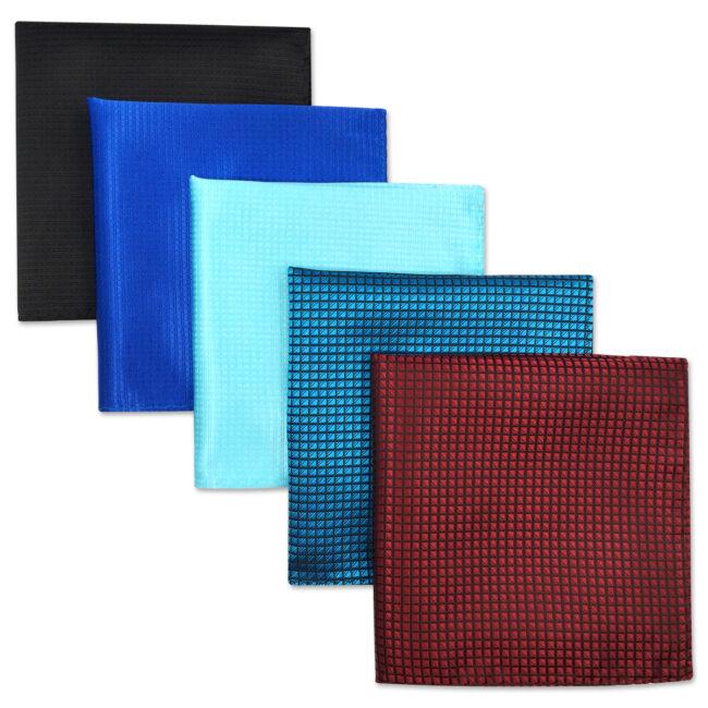 shlax & wing 5 Pieces Assorted Mens Pocket Square Fashion Gift Classic Handkerchiefs Set 3-12