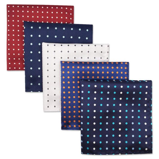 shlax & wing 5 Pieces Assorted Mens Pocket Square Fashion Gift Classic Handkerchiefs Set 3-17