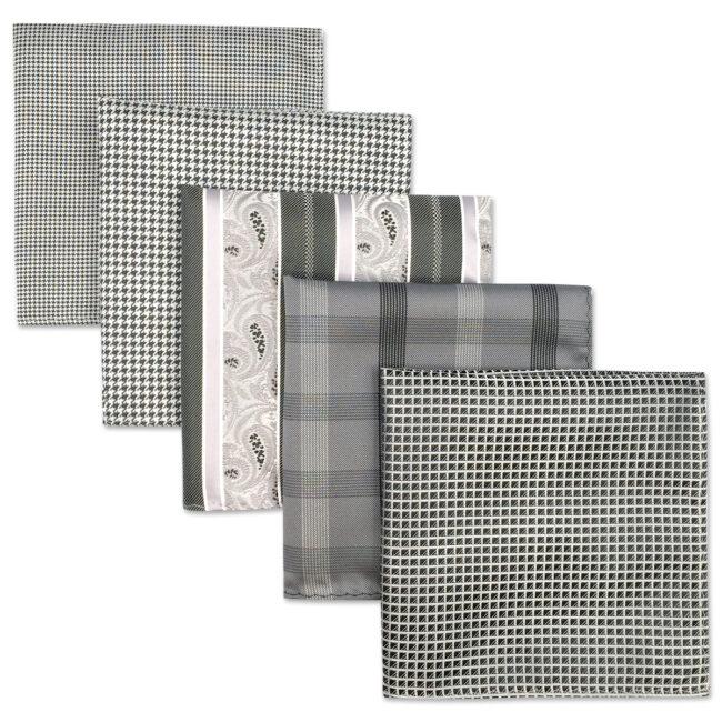 shlax & wing 5 Pieces Assorted Mens Pocket Square Fashion Gift Classic Handkerchiefs Set 3-18