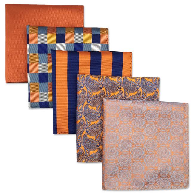 shlax & wing 5 Pieces Assorted Mens Pocket Square Fashion Gift Classic Handkerchiefs Set 3-21
