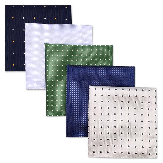 shlax & wing 5 Pieces Assorted Mens Pocket Square Fashion Gift Classic Handkerchiefs Set 3-6