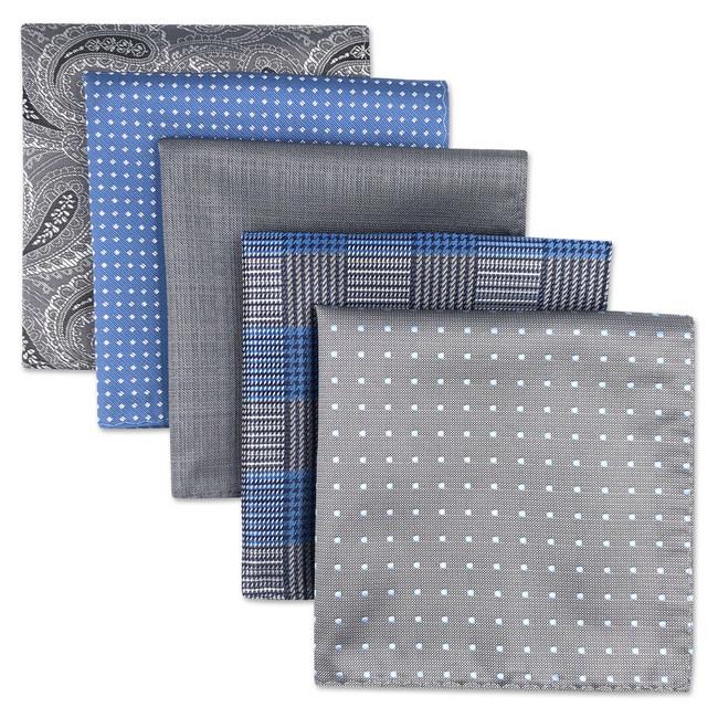 shlax & wing 5 Pieces Assorted Mens Pocket Square Fashion Gift Classic Handkerchiefs Set 1-37