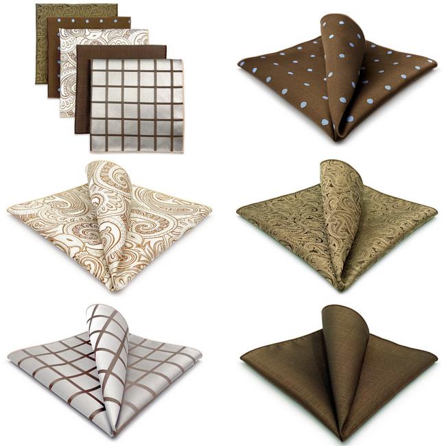 Shlax & Wing 5 Pieces Assorted Mens Pocket Square Maillard Style Fashion Gift Classic Handkerchiefs Set 2-93
